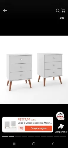 Jogo 2 Mesas Cabeceira Mesinhas Quarto  Decoração Moderna Lateral Cama Organizadora MIX