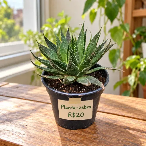 Planta-zebra Suculenta em Pote 17 - Biguaçu