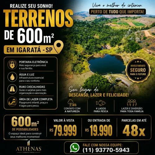 TERRENOS EM IGARATÁ A PARTIR DE R$ 79.999!