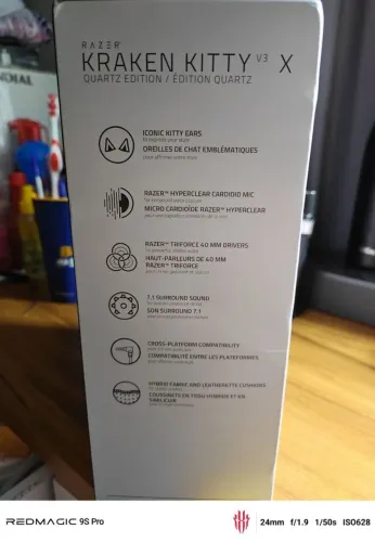 ? FONE GAMER RAZER KRAKEN KITTY V3 X - QUARTZ EDITION ?