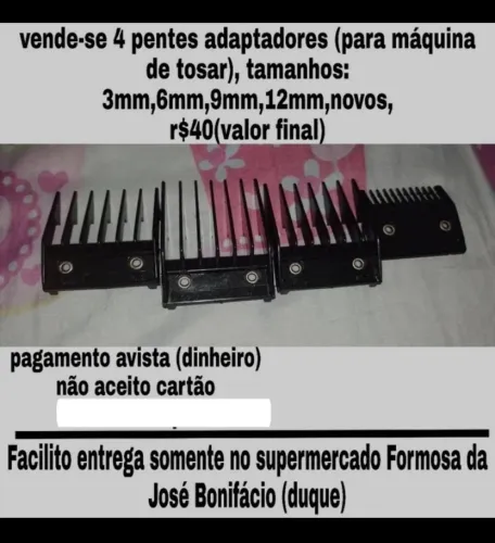 Pentes adaptadores para máquina de tosar novos r$40 todos