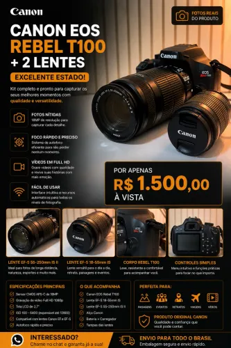 Câmera cânon com lentes