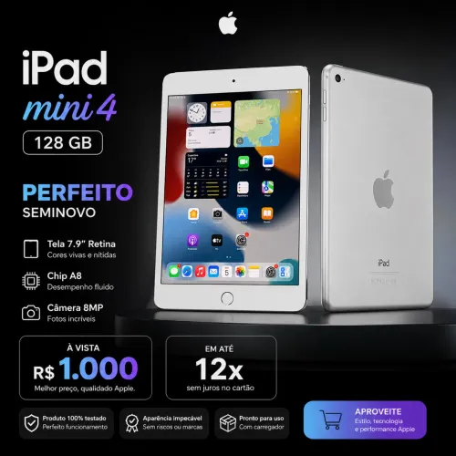 ? iPad Mini 4 - 128GB | Seminovo top seminovo aceito cartão 