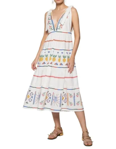 Vestido midi dança das listras Farm G