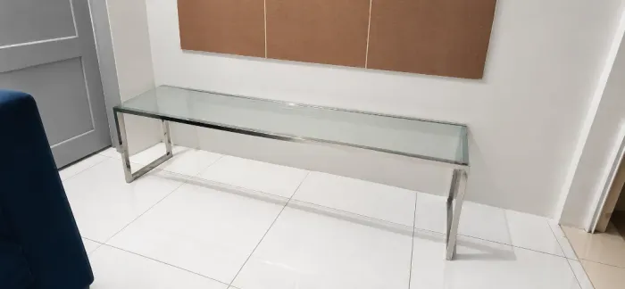Mesa de Centro em Vidro Temperado e Aço Cromado