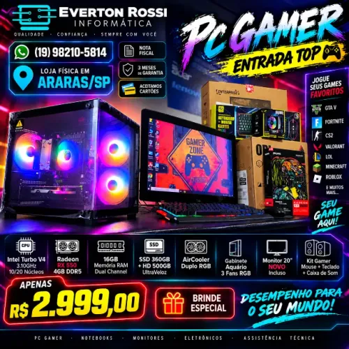 PC GAMER NOVO COMPLETO COM GARANTIA