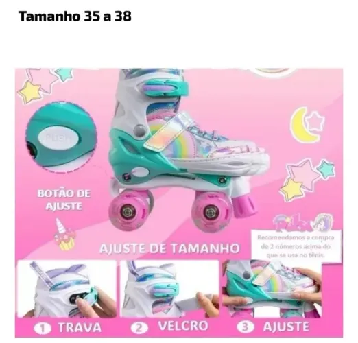 Patins Quad Ajustável 35-38 - 4 Rodas