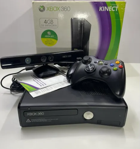 Xbox 360 2 controles Kinect e caixa original