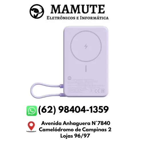 Bateria Portátil Power Bank Xiaomi 10000mah 33w Magnética Wireless Cabo Integrado