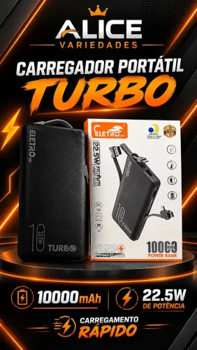 Carregador portátil 10000mah turbo
