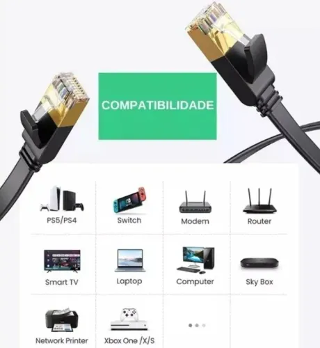 Cabo de Rede (Ethernet) RJ45 - Categoria 7 F/FTP Macho (Preto)