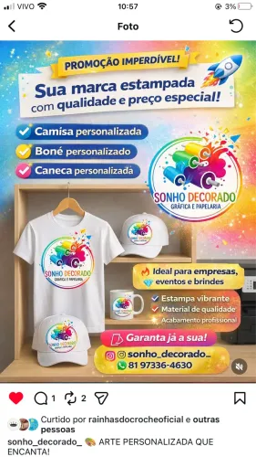 Camisa, Blusa, Caneca, boné/chapéu Personalizáveis