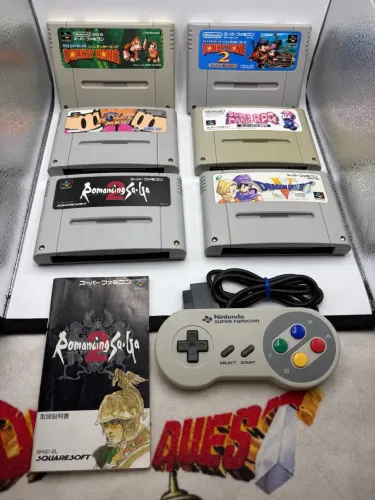 Lote fitas super Nintendo Famicom com 6 jogos + 1 controle original 