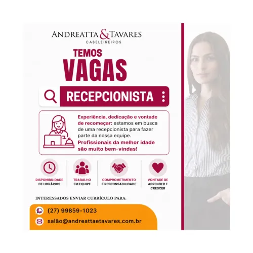 Vaga para Recepcionista 