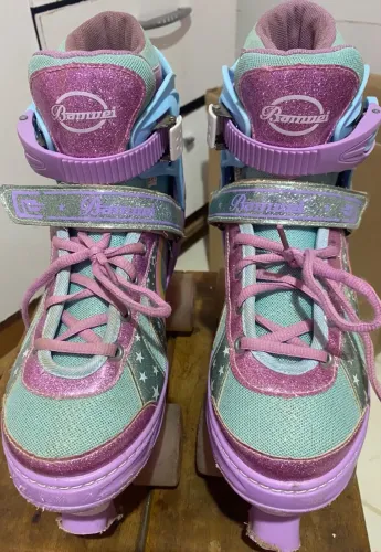 ? Patins BAMWEI Rainbow Ajustável + Capacete Grátis