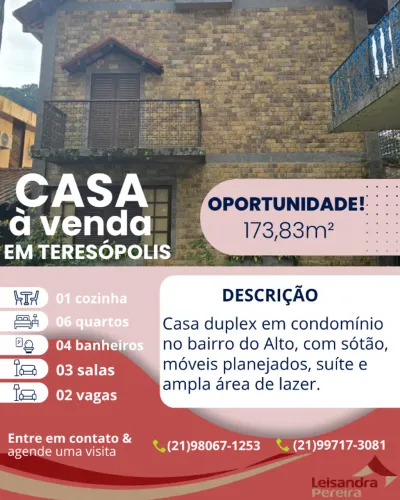 CASA DUPLEX À VENDA NO ALTO EM TERESÓPOLIS!
