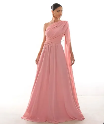 Vestido de Festa Longo Rosa Claro | Crepe Silk | Usado 1x