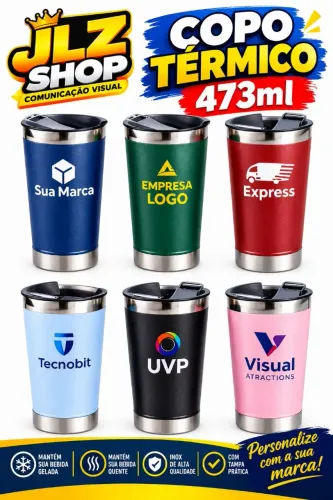 COPO TÉRMICO INOX  473 ML PERDONALISAD0 COM SUA MARCA 