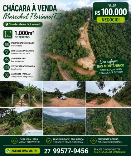 Chácaras em Marechal Floriano - 1000 m2 cada (Alto + Frio )