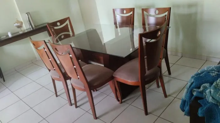 Mesa vidro 6 cadeiras