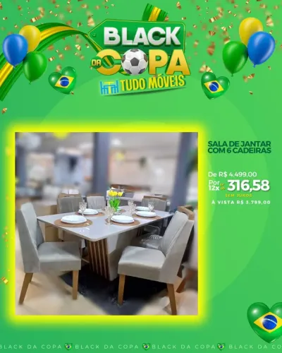 Sala de jantar com 6 cadeiras