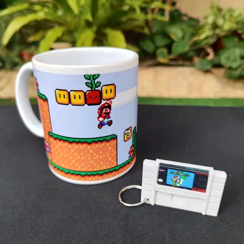 Caneca de porcelana Super Mario + Brinde (Modelo 02)