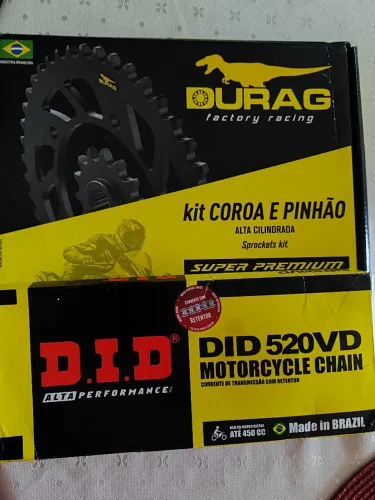 Kit relação e corrente moto 