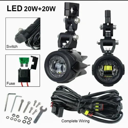 Kit farol milha auxiliar led 12V 20W completo (usado)