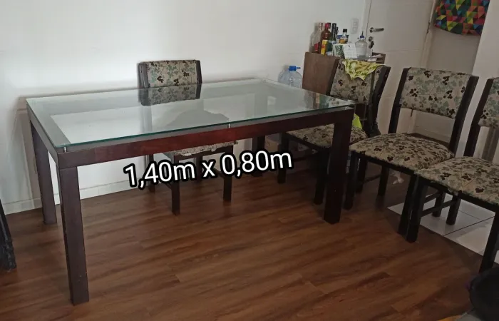Mesa com tampo de vidro Tok Stok