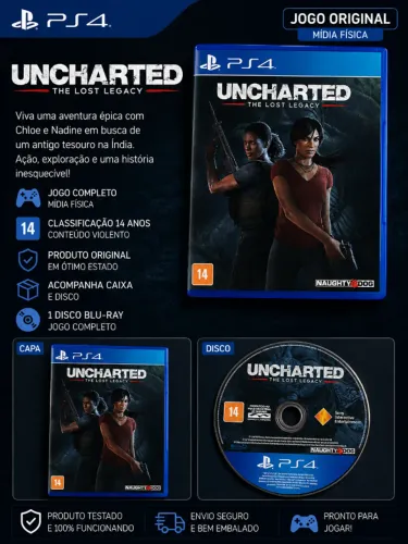 Uncharted The Lost Legacy PS4 Original Mídia Física Blu-ray