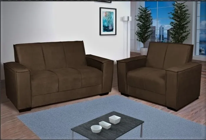 Conj Estofado Italia 2x3Lgs Veludo Suede Marrom - Frete Grátis - Receba Hoje