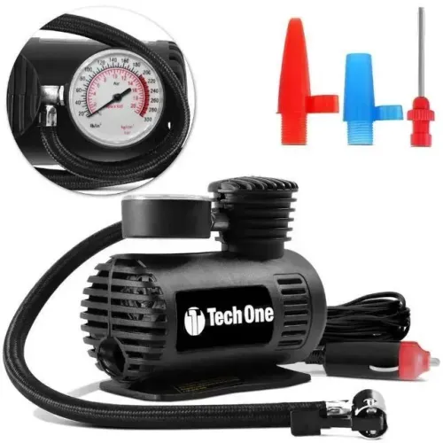 Mini Compressor Ar 300psi 12v P/ Pneu Carro Moto Bicicleta - Tech One