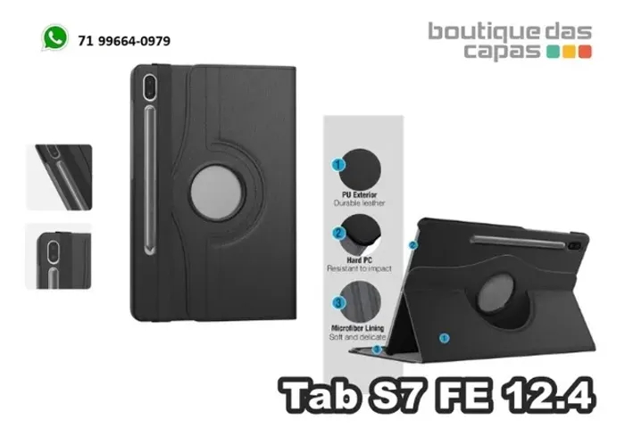 Capa Case 360 Giratoria Samsung Galaxy Tab S7 Fe 12.4 T730 T735