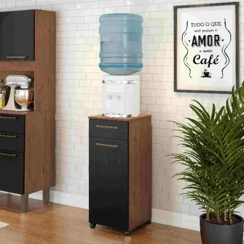 Armário Multiuso Clean 1 Porta Natura/Preto Até 12x - Frete Grátis