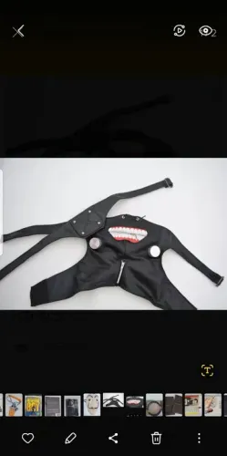 Máscara Tokyo Ghoul Preta com boca anime + peruca