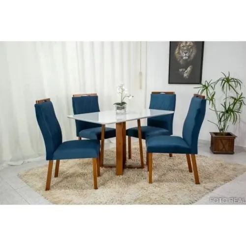 Mesa de Jantar 120×80 4 Cadeiras Lisboa rf54
