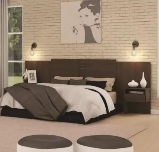 Cabeceira cama de casal Copacabana cor Ébano - Fabricado pela Rimo. Produto Novo!