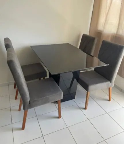Mesa e 4 Cadeiras Preta (Nova) Entrega Gratis