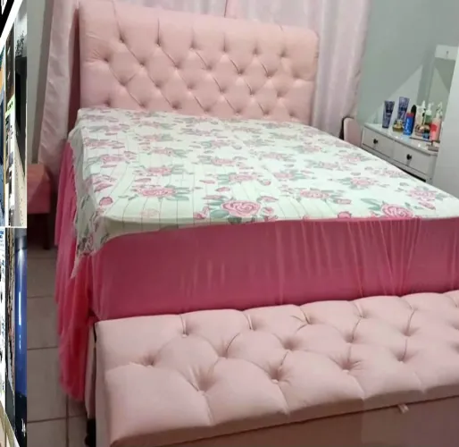 Cama casal colchão semiortopedico  cabeceira e recamier 