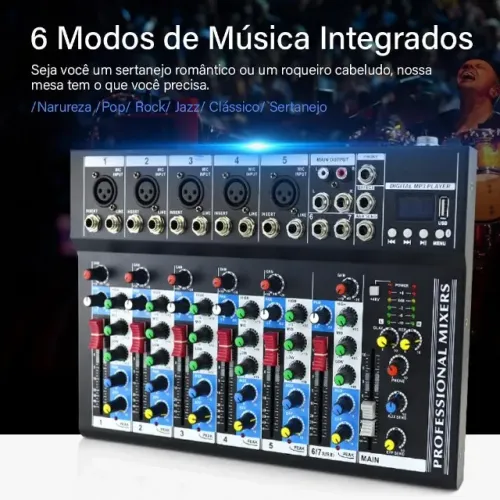 Mesa de som Vedo Profissional Mixer digit.7 Canais c/Bluetooth e Efeitos R$:550,00 Nova