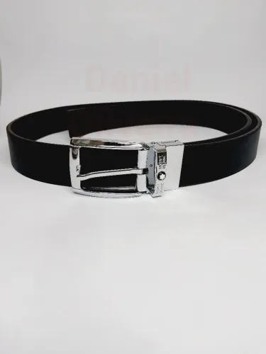 Cinto de couro Montblanc Dupla face Prata 4cm