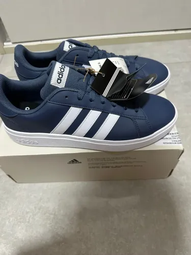 Tênis Adidas Masculino Grand Court Base 2.0 - Tamanho 40 | Azul com Branco (Novo)