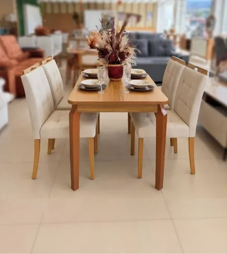 Mesa de Jantar Alegra 120×80 + 4 Cadeiras- Entrega Rápida