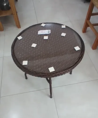 Mesa de Centro Ferro/fibra/com tampo de vidro