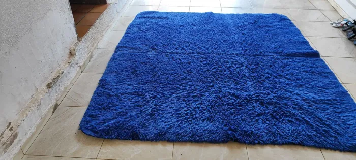 Tapete peludo azul 2.00 x 2.20