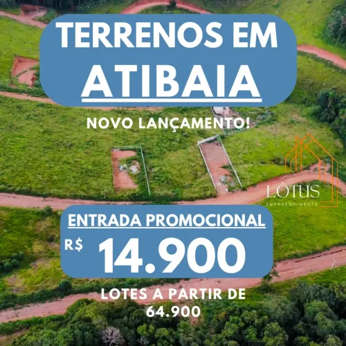 86A- NOVO LOTEAMENTO ATIBAIA-SP! LOTES PLANOS 65MIL
