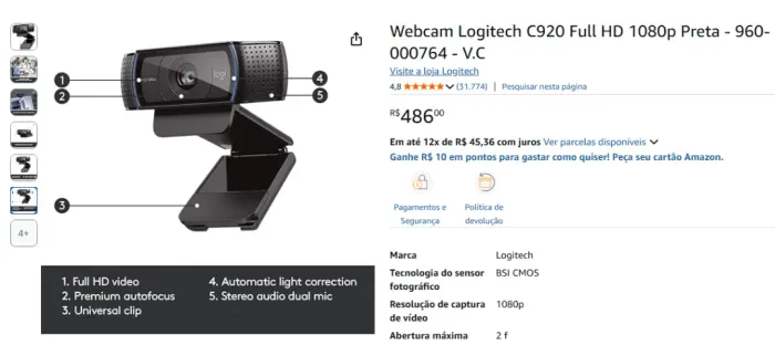 Web Cam PRo Logitech C920