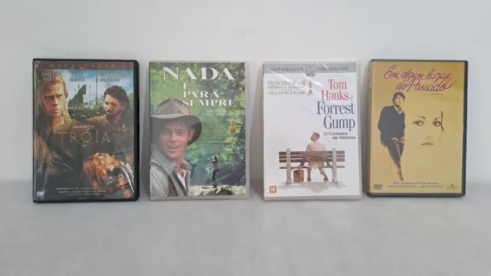 MT 4 DVDs Filmes Clássicos Troia Nada é para Sempre Forrest Gump Em algum Lugar do Passado
