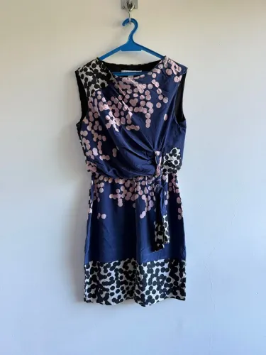 Vestido Azul Diane Von Furstenberg com Estampa de Bolinhas
