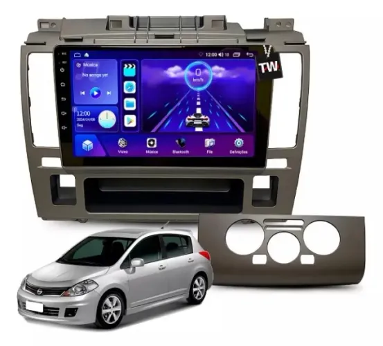 Central Multimídia Android 9pol. Carplay e A. Auto S/ Fio Tiida Dig/Analóg 07/13